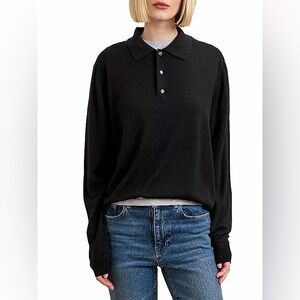 NWT La‎ Ligne Ben Black Long Sleeve Polo Top